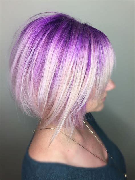 Purple Smudged Blonde hair .. Icy blonde short bob haircut | Purple ...