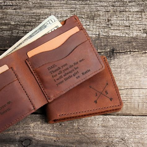 Personalized Leather Wallet for Dad Engraved Leather Wallet | Etsy