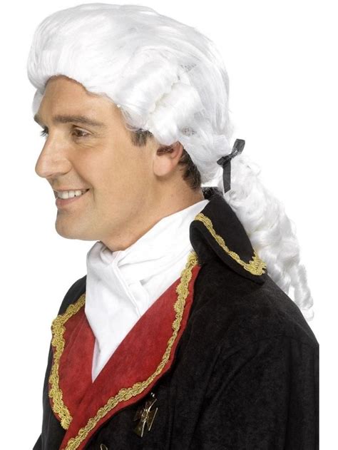 26" White Colonial Era Court Men Adult Halloween Wig Costume Accessory - One Size - 33484423 ...