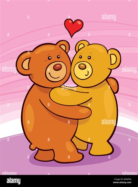 Cartoon illustration of two teddy bears in love giving a hug Stock Vector Image & Art - Alamy