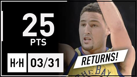 Klay Thompson RETURNS Full Highlights Warriors vs Kings (2018.03.31) - 25 Pts! - YouTube