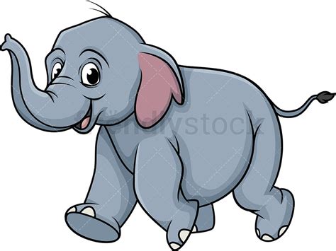 Running Elephant Cartoon Clipart Vector - FriendlyStock