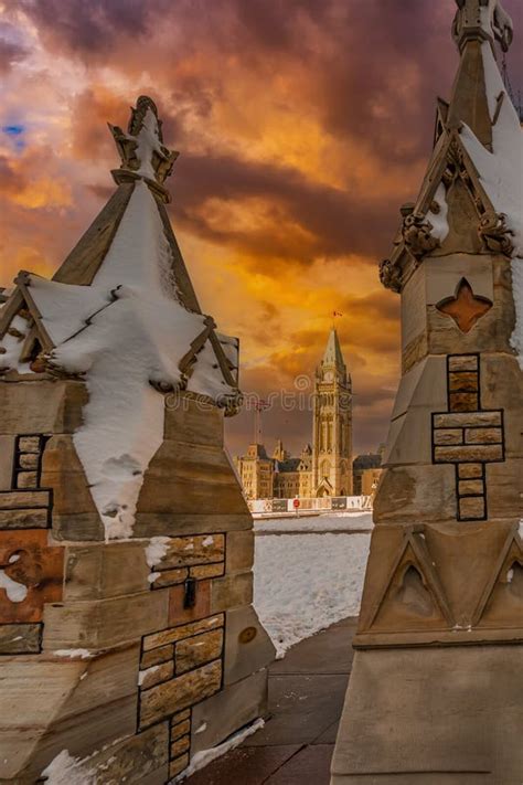 Parliament Building in Ottawa Downtown Core during a Stunning Sunset ...