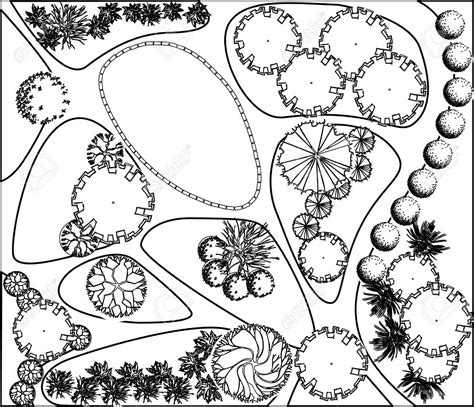 Plan of garden with plant symbols Stock Vector - 18075495 Landscape ...