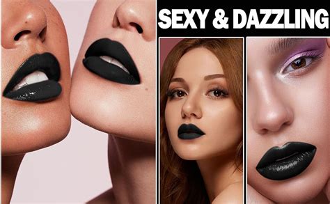 Black Matte Lipstick Lip Liner Set,Black Liquid Lipstick Lip Gloss ...