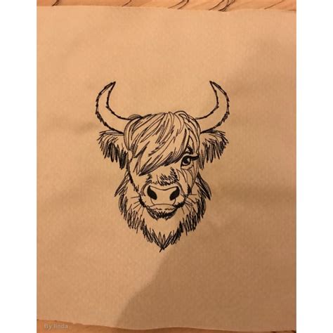 Highland Cow embroidery design