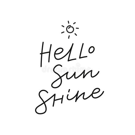 Hello Sunshine Sun Calligraphy Quote Lettering Stock Illustration - Illustration of life, design ...