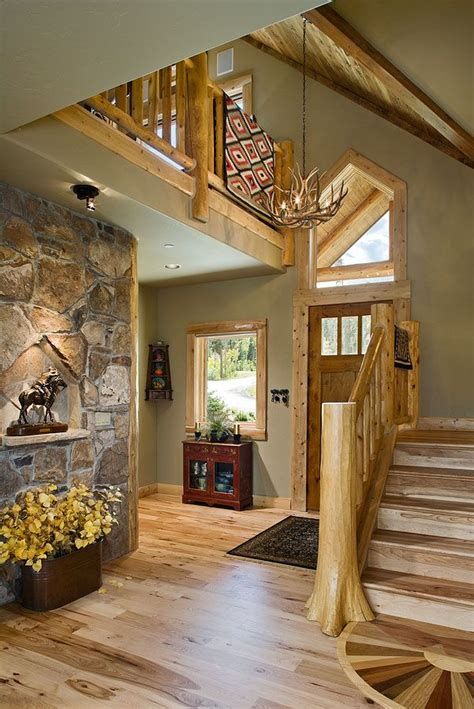 Love this hybrid home foyer - Lakota Lodge | Log homes, Home, House styles