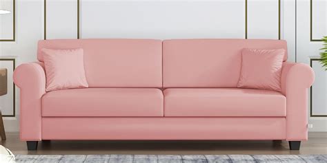 Buy Numonk Velvet 3 Seater Sofa in Millennial Pink Colour at 63% OFF by ...