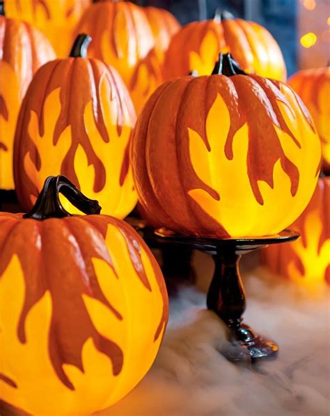 Flame Lighted Pumpkins | Grandin Road | Pumpkin lights, Halloween outdoor decorations, Halloween ...