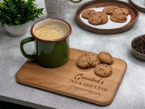 Personalised Tea & Biscuits Board, Personalized Gifts, Housewarming Gift, Grandad Gift, Mom Gift ...