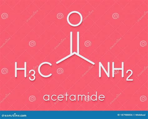 Acetamide Ethanamide Molecule. Used As Plasticizer and Industrial Solvent. Carcinogenic Known To ...