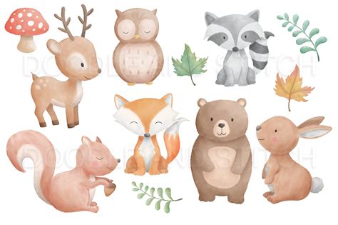 Woodland Animal Watercolor Designs | Autumn animals, Forest animals illustration, Watercolor animals