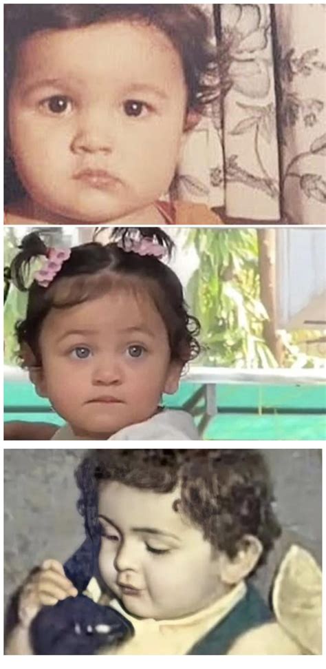 Childhood pics of Rishi and Alia. I feel Raha got both Kapoor and Bhatt genes. Those blue eyes ...