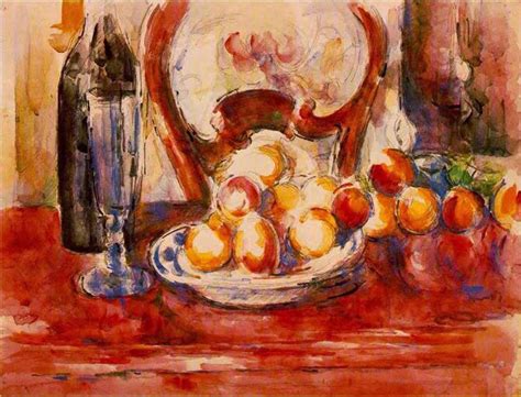 Still Life Apples, a Bottle and Chairback - Paul Cezanne - WikiArt.org - encyclopedia of visual arts