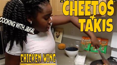 COOKING WITH J&K// CHEETOS & TAKIS CHICKEN WINGS!!! - YouTube