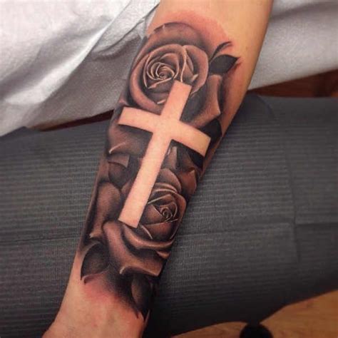 Cross Tattoo With Roses