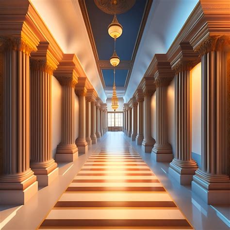 Premium AI Image | Long gallery corridor built in classical style ...