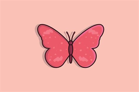 Beautiful Pink Butterfly vector illustration. Animal nature icon concept. Simple modern ...