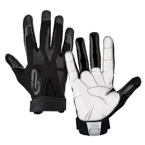 Grip Boost Peace, Shaka, and Hook 'Em Football Gloves Pro Elite - Adult Sizes (Black, Adult ...