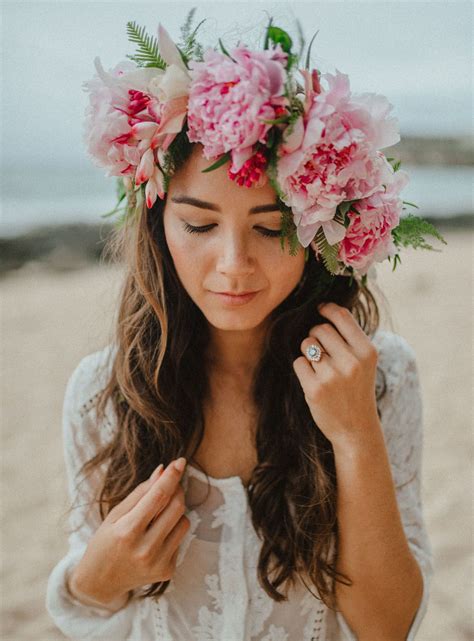 Stunning Surprise Beach Proposal | Crown hairstyles, Floral headpiece, Flowers in hair