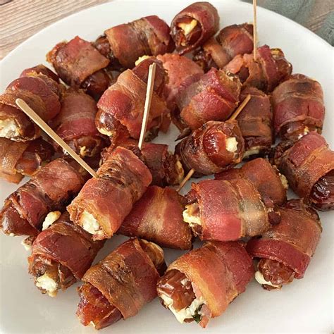 Bacon Wrapped Dates with Goat Cheese and Basil - BENSA Bacon Lovers Society