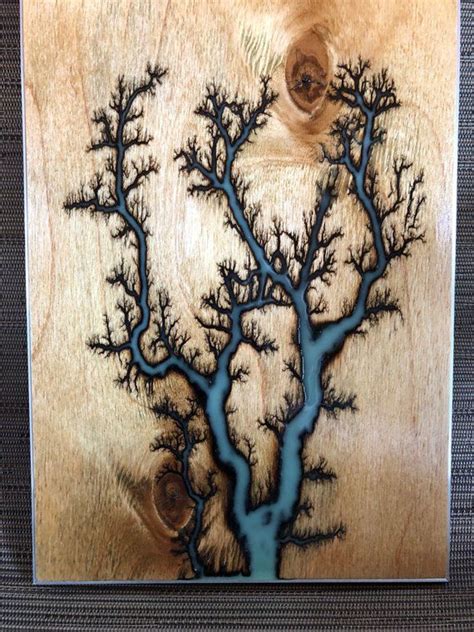 BLUE MILK - Fractal burn, fractal art, high voltage wood burn, wall art, wood art, rustic ...