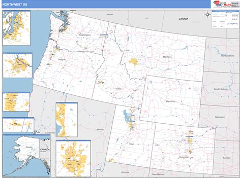 US Northwest Regional Wall Map Basic Style by MarketMAPS - MapSales