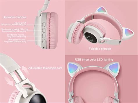 Bluetooth headset cartoon head-mounted cat ears glow | elegamesclub