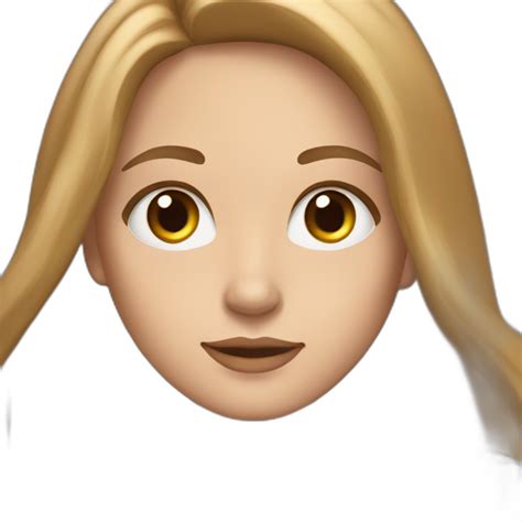 smm white girl with light brown straight long hair and mac book | AI Emoji Generator