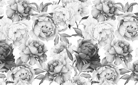 Black With White Floral Pattern / Seamless Black And White Floral Pattern Vector Illustration ...