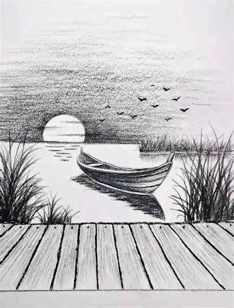 Beautiful Sunset Pencil Drawing [Video] in 2021 | Art drawings ...