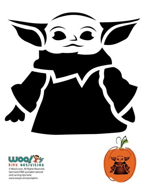 Baby Yoda Mandalorian Pumpkin Stencils | Woo! Jr. Kids Activities | Printable pumpkin stencils ...