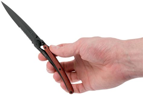 Deejo Wood Black One-Hand 37g, Coralwood 1GB505 serrated pocket knife ...