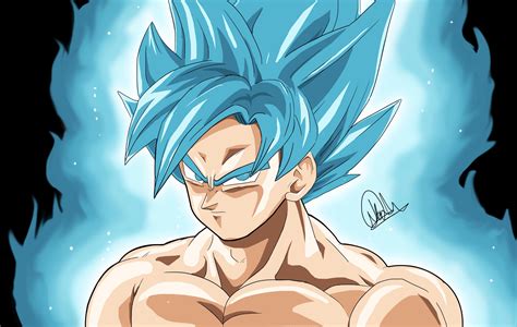 Goku Super Saiyan Blue digital drawing by me. : r/dbz