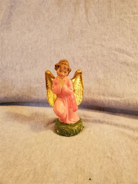VINTAGE PAPER MACHE Kneeling Angel Nativity Figurine Fontanini Depose Italy $4.99 - PicClick