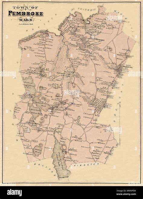 Map of Pembroke. 1879 Stock Photo - Alamy