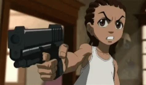 Huey Vs Riley Boondocks GIF - Huey Vs Riley Boondocks Gun - Discover & Share GIFs Boondocks ...