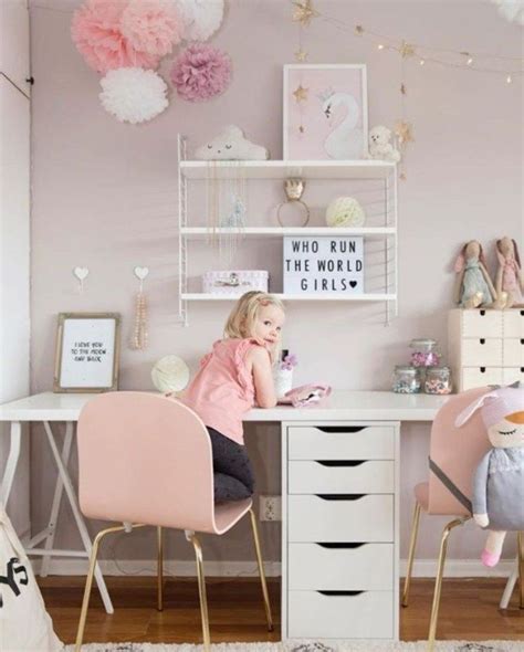 Lovely desk designs ideas for your kids 27 | Desk for girls room, Ikea kids room, Girly room