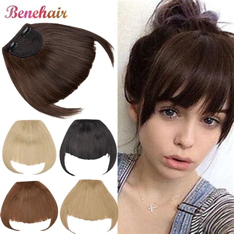 Benehair Fake Bangs Synthetic Blunt Bang Clip In Hair Extension Women Blunts Fringe Hair Black ...