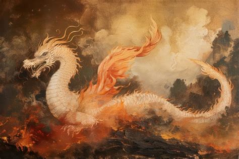 Fire dragon painting art representation. | Premium Photo Illustration ...