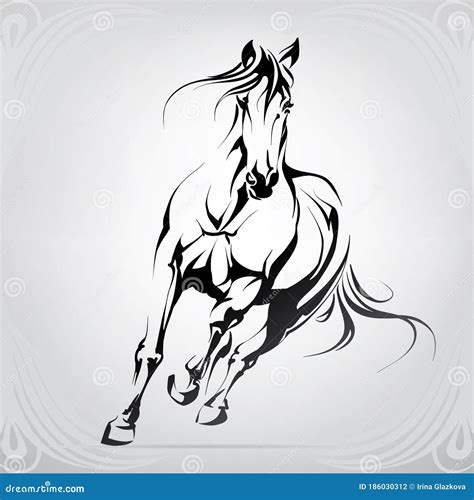 Vector Silhouette of a Running Horse. Vector Illustration Stock Vector - Illustration of ...