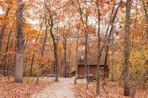 Overcast View of the Fall Color of a Hiking Trail in Lake of the Ozarks ...