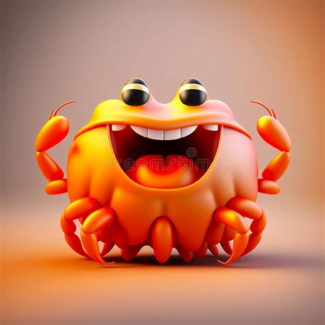 Happy face 3d crab emoji stock illustration. Illustration of generated - 264289754