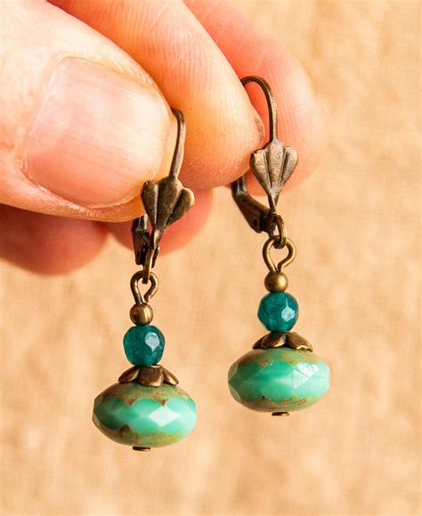 Vintage Turquoise Earrings Dangle Turquoise Leverback Earrings | Etsy