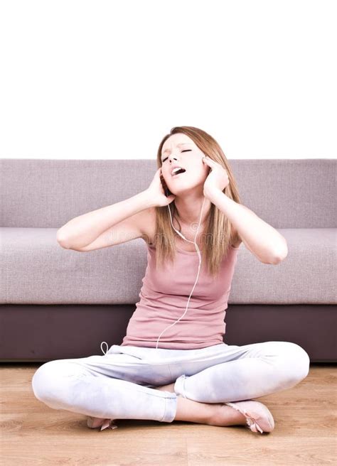 Young Girl Relaxing and Listening a Music Stock Image - Image of ...