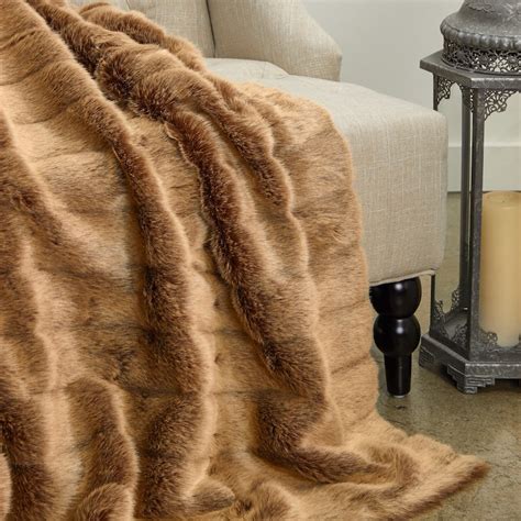Plutus Frost Mink Light Brown Faux Fur Luxury Blanket - Bed Bath & Beyond - 21126691