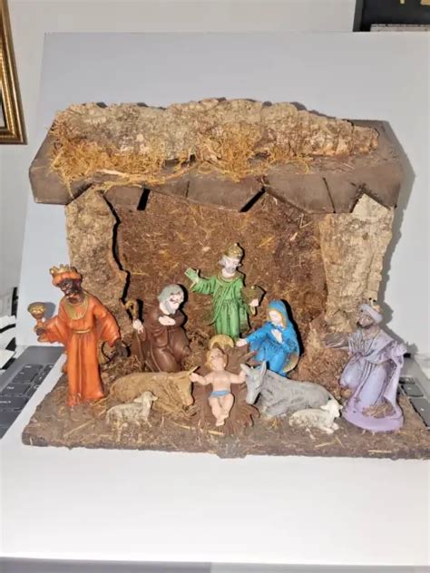 VINTAGE WOODEN NATIVITY Scene Manger Stable Made in Italy Christmas Decor $14.99 - PicClick