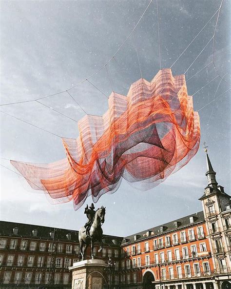 Artist Janet Echelman's giant floating sculpture, 1.78 Madrid, was ...