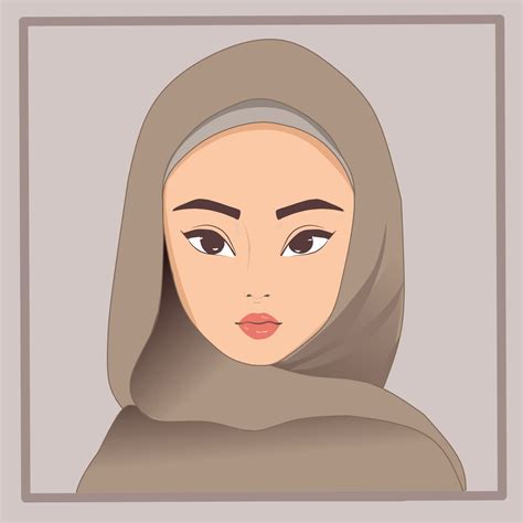 vector beautiful girl in hijab, cartoon color flat style. Can be used ...